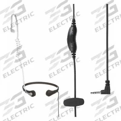 MOTOROLA Earpiece: Fits Motorola, Earbud, Clear, 1 Wires, Throat Mic, Single Pin - Motorola-Compatible Earpieces & Headsets
