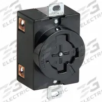 HUBBELL Locking Receptacle: Non-NEMA, Black, 250V DC/600V AC, 20 A_30 A Current Rating, 3 Poles (MPN HBL20403). Key specifications — Brand: HUBBELL.