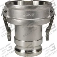 Cam and Groove Adapter: 100 psi Max. Working Pressure @ 70 F, 6 3/8 in Overall Lg, Nitrile, Type DA (MPN G4030-DA-SS). Key specifications — Gasket Material: Nitrile; Fitting Type: Female Coupler x Male Adapter; Includes Locking Arm: Yes; Body Material: 316 Stainless Steel; Brand: DIXON VALVE & COUPLING.