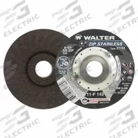 WALTER SURFACE TECHNOLOGIES Depressed Center Cut-Off Wheel: Type 27, 4 1/2" x 3/64" x 7/8", 60 Grit (MPN 11F142). Key specifications — Series: ZIP STAINLESS; Brand: WALTER SURFACE TECHNOLOGIES.