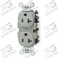 LEVITON Receptacle: Duplex, 5-20, Gray, 125V AC, 20 A, 2 Pole / 3 Wire (MPN 5362-GY)