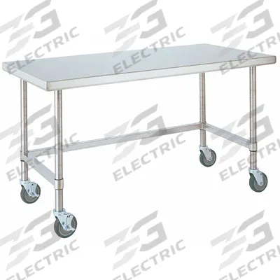 INSTOCK Table: 30 in Overall Wd, 34 in Overall Ht, 5 ft Overall Lg, Stainless Steel - Fixed-Height Stainless Steel Surfaced Lab Tables