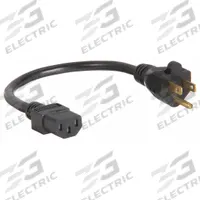 APPROVED VENDOR Power Cord: 1 ft Lg, 3/16, 5-15P Plug, C13 Receptacle, SJT, PVC, 13 A Current, 5-15P (MPN 5XFN2ID). Key specifications — Brand: APPROVED VENDOR; Jacket Material: PVC.