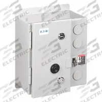 EATON NEMA Magnetic Motor Starter: Non-Reversing, 3 Poles, NEMA Size 1, 27 A, 120V AC Coil (MPN ECN0518AAA-R63/D). Key specifications — attr211388: EATON; attr951451: 1NO/1NC; attr951453: 110/120V AC; attr951489: Three; attr984425: 1NO/1NC; attr984429: Pilot Light; attr997361: None (Not Applicable to Electronic Overloads).