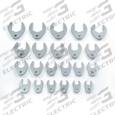 PROTO Crowfoot Socket Set: Alloy Steel, Chrome, 22 Tools - SAE Open End Crowfoot Wrench Sets