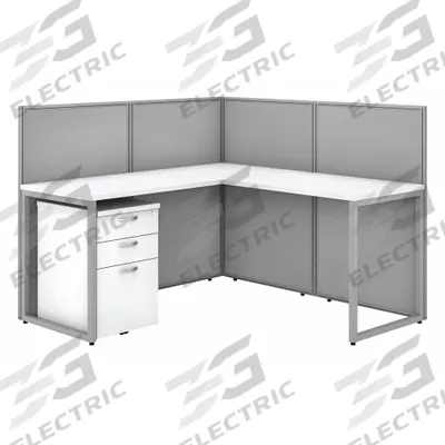 BUSH BUSINESS FURNITURE Modular Cubicle Workstation: 45 in Overall Ht, 60 in Overall Wd - Office Cubicles with Privacy Panels