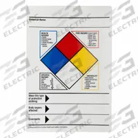 BRADY NFPA Label: 4 in Wd, 5 7/8 in Ht, Vinyl, -4°F – 167°F Temp Range, 100 PK (MPN 121075). Key specifications — Material: Vinyl.