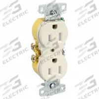 HUBBELL Receptacle: Duplex, 5-15, Light Almond, 125V AC, 15 A, 2 Pole / 3 Wire (MPN RR15SLATR)