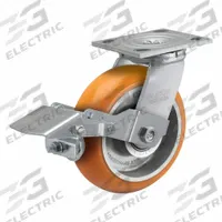 ALBION Caster: Debris-Resistant/Quiet-Roll/Shock-Absorbing, Kingpinless Swivel, Polyurethane, Ball (MPN 170AN06228SFBE). Key specifications — Wheel/Tread Color: Orange; Brand: ALBION.