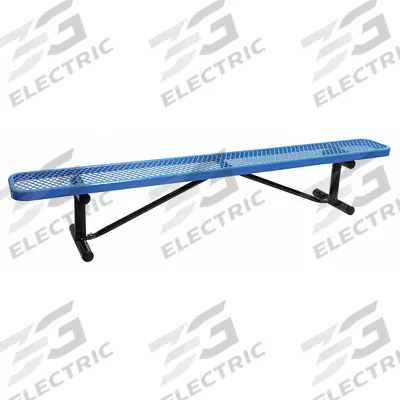 APPROVED VENDOR Outdoor Bench: 96 in Overall Lg, 16 3/8 in Overall Ht, Blue, Black, Portable - Thermoplastic Coated Steel Benches