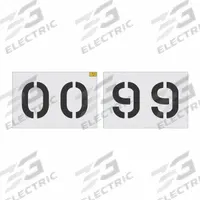RAE Stencil Set: 00 to 99, 8 in Character Ht, 6 in Character Wd, Low Density Polyethylene (LDPE) (MPN 1800-108-80802). Key specifications — Material: Low Density Polyethylene (LDPE); Characters Included: 00 to 99; Brand: RAE; Included Characters: 00 to 99.