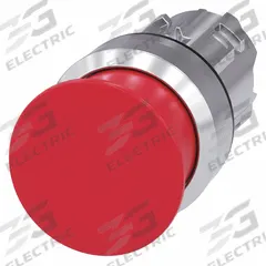 SIEMENS Mushroom Head Push Button: Red, 22 mm Mounting Size, Metallic, Momentary (MPN 3SU1050-1AD20-0AA0). Key specifications — Brand: SIEMENS; Action: Momentary; Series: 3SU; Push Button Material Type: Metallic.