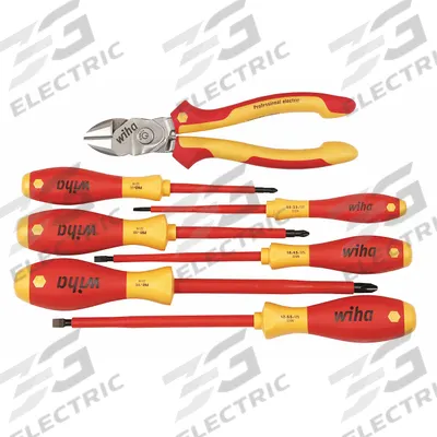 WIHA Electricians Tool Kit: Insulated, 7 Total Pcs - Tool Only Sets