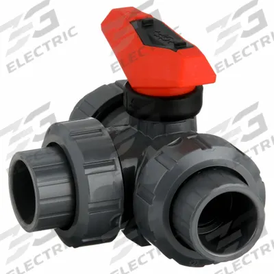 GF PIPING SYSTEMS Manual Three-Way Ball Valve: 1 in, PVC, L Flow - L-Port PVC Ball Valves