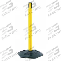 TENSABARRIER Single Belt Receiver Post: Round Sloped, 38 in Post Ht, Yellow, Plastic, Sloped (MPN 886-35-RCV). Key specifications — Brand: TENSABARRIER; Post Color: Yellow; Post Material: Plastic; Base Material: Rubber; Base Shape: Sloped.
