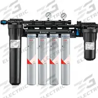 EVERPURE Water Filtration System: 5 micron, 6.7 gpm, FNPT, 25 3/8 in Overall Ht, 30,000 gal (MPN EV977134-75). Key specifications — Brand: EVERPURE; Reduces: Objectionable Odors; Filter Media: Carbon Block.