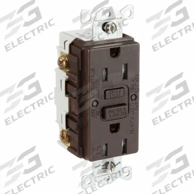 HUBBELL GFCI Receptacle: Duplex, 5-15, Brown, GFCI, 125V AC, 15 A, 2 Pole / 3 Wire (MPN GFRTW15) - General Purpose Receptacles