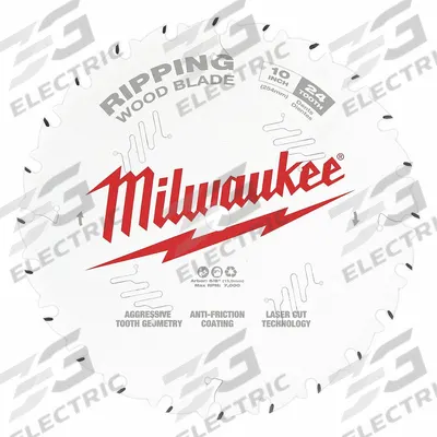 MILWAUKEE Circular Saw Blade: 10 in Blade Dia., 24 Teeth, 0.1 in Cut Wd, 5/8 in Arbor Size - Wood-Cutting Blades