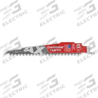 MILWAUKEE Reciprocating Saw Blade: 7 Teeth per Inch, 6 in Blade Lg, 0.05 in Blade Thick, 5 PK (MPN 48-00-5521). Key specifications — attr1109198: 7; attr1109200: Rigid for Straight Cuts; attr1109201: Tapered; attr1109209: MILWAUKEE.