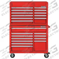 WESTWARD Tool Chest and Cabinet Combination: 22 Drawers, Heavy Duty, Keyed, Red / Powder Coated (MPN 7CX91). Key specifications — attr1116680: Red; attr1116684: Ball Bearing; attr1116690: WESTWARD; attr1116659: Keyed; attr1116661: Rolling Tool Cabinet 42 in W x 19 in D x 39-7/8 in H.