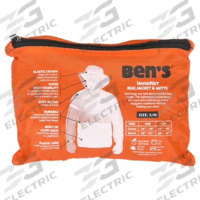BEN'S Outdoor Head Net: Prevents Swarming Insects, Nylon Mesh, Orange, Fits Head Over - Outdoor Insect Net Jackets