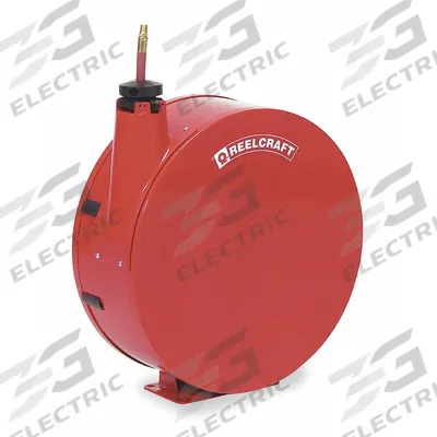 REELCRAFT Spring Return Hose Reel: 50 ft (1/2 in I.D.), 3/8 in MNPT, 300 psi Max Op Pressure - Enclosed Air or Water Spring-Return Hose Reels
