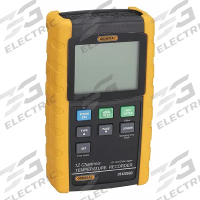 GENERAL Thermocouple Thermometer: -328°F (Type K) to 2,498°F (Type K), 12 Channels - Thermocouple Meters with Cabled Data Output