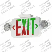 LED Lighted Exit Sign: White, 1 Faces, Green/Red, LED, Ceiling/Wall, Nickel-Metal Hydride (MPN CCRGRC). Key specifications — attr57984: 120/277V AC; attr57974: No; attr57949: White; attr57928: COMPASS; attr57944: Universal Field Selectable Chevrons; attr57957: LED; attr57972: Yes; attr57980: Green/Red.