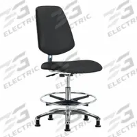 ESD/Cleanroom Task Chair: Vinyl, Armless, Ht Range 21 1/2 in to 29 in, 18 1/2 in Seat Wd, 0 Casters (MPN BR-ECR-VMBCH-MB-CR-CF-EG-ESDBLK). Key specifications — Foot Support: Yes; Base Material: Aluminum; Brand: APPROVED VENDOR; Product Type: Cleanroom Task Chair; Cleanroom Class: ISO 4; ESD-Safe: ESD-Safe.