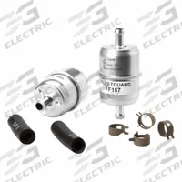 FLEETGUARD Automotive Fuel Filter: 12 in Overall Lg, BMW/Pontiac, (2) Hoses/(4) Clamps/Gasket (MPN FF157). Key specifications — Baldwin Interchange: BF836-K3; FleetGuard Interchange: FF157; Brand: FLEETGUARD; Includes: Gasket; Compatible Vehicle Make: Pontiac.