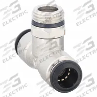 AIGNEP USA Push-Fit Tee Fitting: 10 mm OD x 10 mm OD x 3/8 in Pipe Size, Nickel, Silver, 3 PK (MPN 50210N-10-3/8-PK3). Key specifications — Brand: AIGNEP USA.