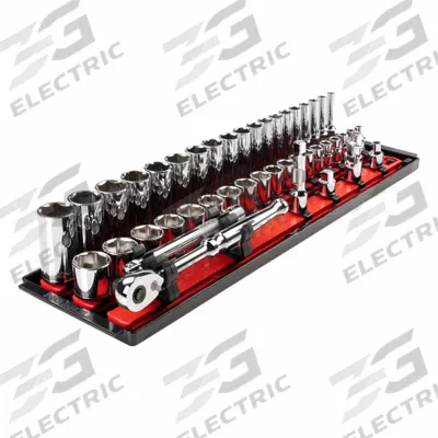 TEKTON Socket and Ratchet Set: 3/8 in Drive, 44 Piece, 6-Point, Metric - Metric Socket Sets with Drive Tools