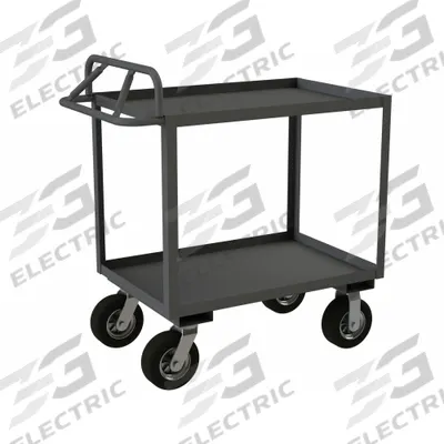 APPROVED VENDOR Utility Cart: 1,200 lb, 36 in L x 24 in W Shelf, 2 Shelves, Gray - Utility Carts with Rough Surface Wheels