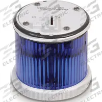 EDWARDS SIGNALING Tower Light Module: Flashing/Steady, 120V AC, Blue, 70 mm Overall Dia, 200 Class (MPN 270LEDMB120A). Key specifications — Brand: EDWARDS SIGNALING; Compatible with Series: 200 Class; Lens Color: Blue; Operating Voltage: 120V AC; Manufacturer Part Number: 270LEDMB120A.