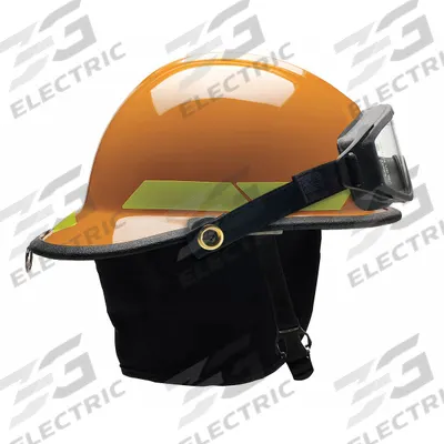 BULLARD Fire Helmet: Orange, Fiberglass, Modern Rear Brim, Chin Strap