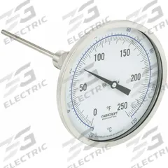 ASHCROFT Dial Thermometer: 0°F to 250°F /-20°C to 120°C, ±1% Accuracy, 6 in Stem Lg, 5 in Dial Dia (MPN 50EI60E). Key specifications — Accuracy: ±1 %; Brand: ASHCROFT.