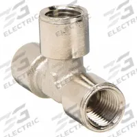 AIGNEP USA Metal Pipe Tee: Tee, 3/8 in x 3/8 in x 3/8 in, Nickel-Plated CA360 Brass, 250 psi (MPN 82400N-06). Key specifications — Brand: AIGNEP USA; Maximum Operating Pressure: 250 psi.