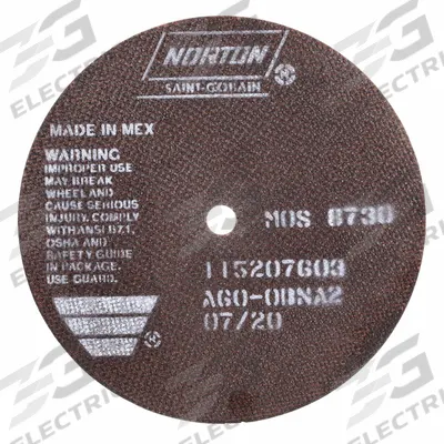 NORTON Cutoff Wheels: Type 1, 7" x 0.06" x 1/2" - Reinforced Toolroom Cut-Off Wheels