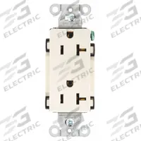 BRYANT Receptacle: Decorator Duplex, 5-20, Light Almond, 125V AC, 20 A, 2 Pole / 3 Wire (MPN DRS20LA)