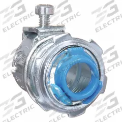 Straight Connector - Saddle Style: Steel, 3/8 in Trade Size, 1/2 in MNPT, Insulated (MPN 3110-TB). Key specifications — Box Connection: 1/2 in MNPT; Connection Type: Threaded; Color: Silver; Connection Orientation: Straight; Cable Clamping Method: Saddle; Material: Steel; Insulated: Yes; For Use With: MC.