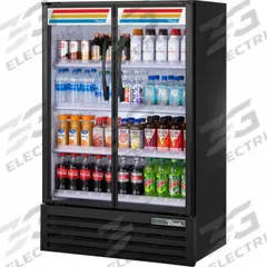 TRUE REFRIGERATION Refrigerated Merchandiser: 54 7/8 in x 36 in x 21 3/8 in, Black, Swing, 4 Shelves (MPN TVM-36SL-HC~VM03). Key specifications — attr1277723: TRUE REFRIGERATION; attr1277683: R-290; attr1277688: Swing; attr1277691: No; attr1277694: Black; attr1280729: TVM.