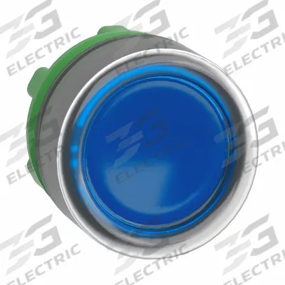 SCHNEIDER Flush Push Button: Blue, 22 mm Mounting Size, Non-Metallic - Illuminated Flush-Mount Push-Button Operators