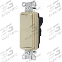 HUBBELL Wall Switch: Rocker Switch, 3-Way, Maintained, Ivory, 120/277V AC, 20 A (MPN SNAP2123I). Key specifications — Illuminated: No; Voltage Rating: 120/277V AC.
