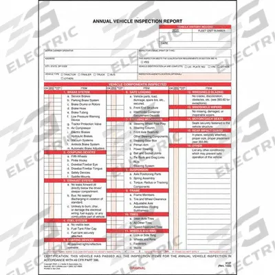 JJ KELLER Vehicle Inspection Report: Carbonless, Annual Vehicle Inspection Report - All-Type Vehicle Inspection Forms