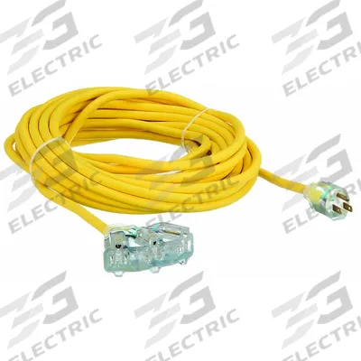 APPROVED VENDOR Extension Cord: Outdoor Use, 50 ft Lg, 3 Outlets, 5-15P, 12/3, SJTOW - Outdoor Extension Cords with Multiple Outlets
