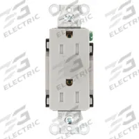 BRYANT Receptacle: Decorator Duplex, 5-15, Gray, 125V AC, 15 A, 2 Pole / 3 Wire (MPN DRS15GRYTR)