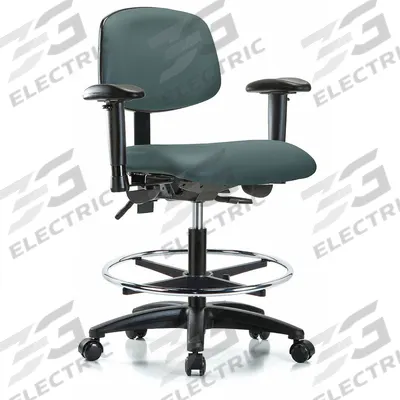 APPROVED VENDOR Cleanroom Chair: Vinyl, Arms Included, Ht Range 22 in to 29 in, 18 1/2 in Seat Wd - Vinyl Lab Chairs
