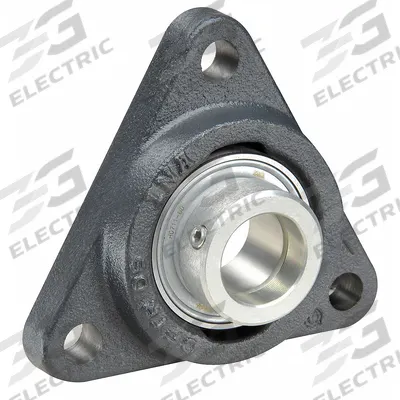 INA 3 Bolt Flange Bearing: Radial Ball, 30 mm Bore, Cast Iron, Eccentric Collar - General Purpose Flange-Mount Ball Bearings