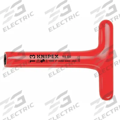 KNIPEX Hollow Round Shank Nut Driver: T-Handle, Metric, Without Magnetized Tip - Insulated Nut Drivers