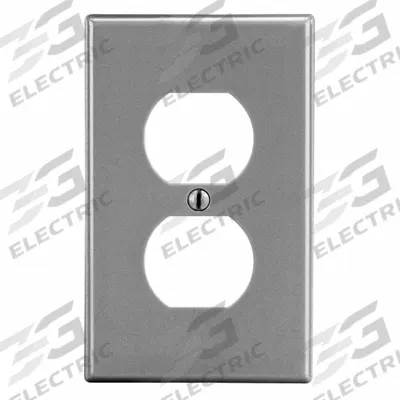 HUBBELL Wall Plate: Duplex Outlet, 1 Gang, Gray - General Purpose Wall Plates